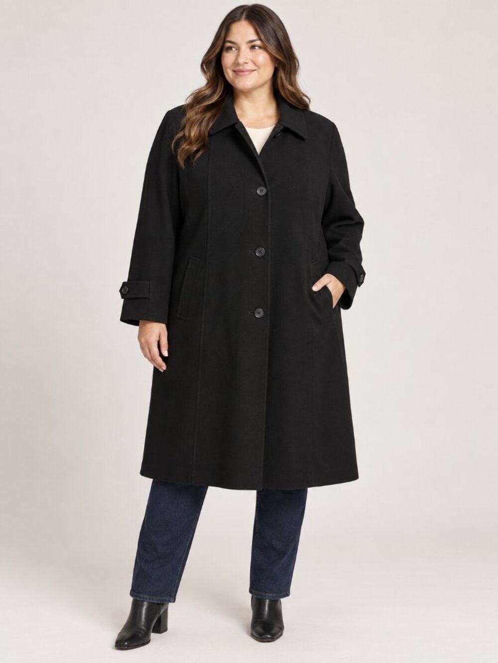 London Fog Black Paisley Lined Car Coat Women 1X